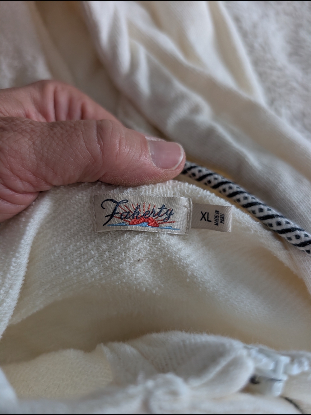 Faherty Cream Pullover Hoodie with Sun & Wave Embroidery - Picture 4 of 5
